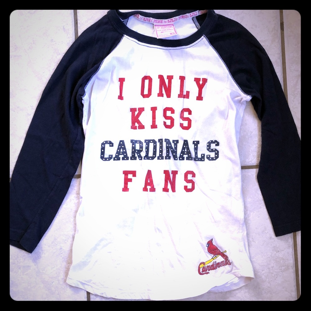 3/4 inch sleeve PINK cardinals baseball tee